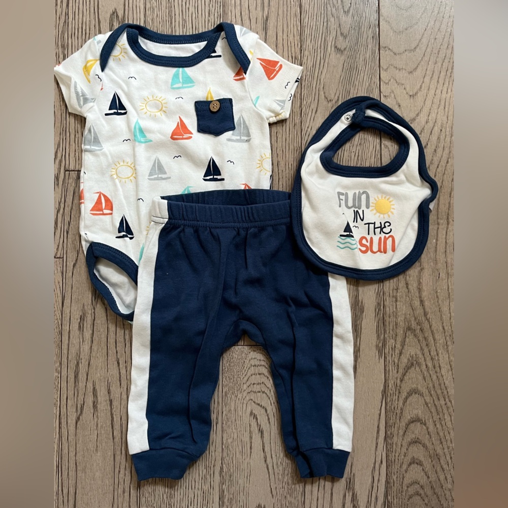 Monkey Bar’s Nautical Baby Outfit Set with Bib